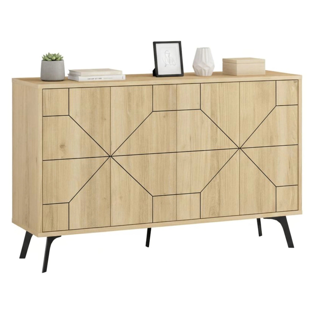 Madia Earl, Credenza 4 Ripiani, 123x35x62h cm Marrone Quercia