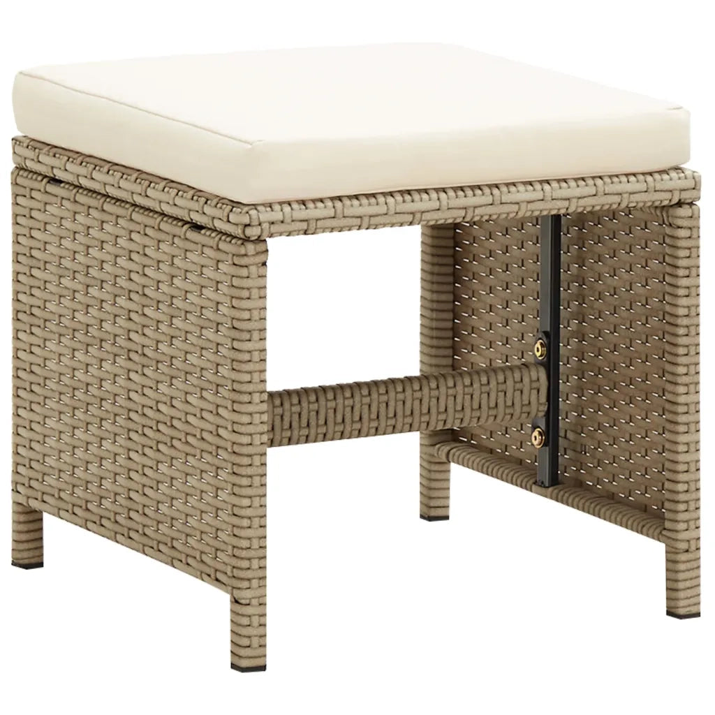 Sgabelli da Giardino 2 pz con Cuscini in Polyrattan Beige CFW7314481