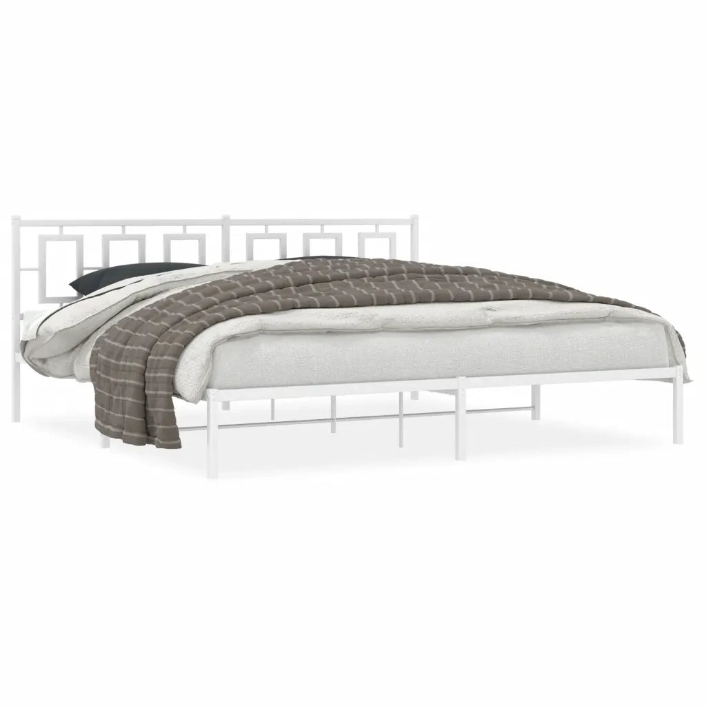 Giroletto con Testiera-Struttura Letto con testiera Metallo Bianco 193x203 cm 120832