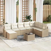 Set di divani con cuscino 9 pcs Beige polyrattan