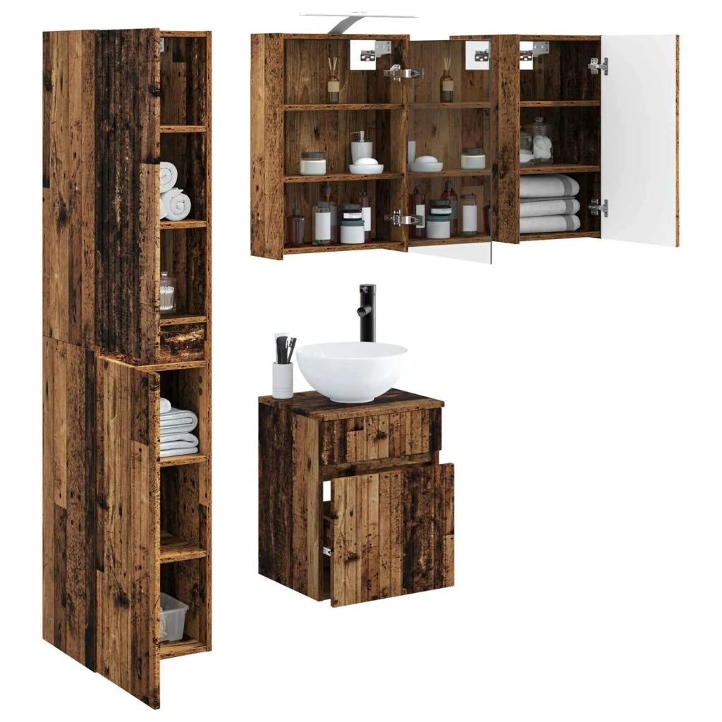 Set di Armadi da Bagno 5 pcs Legno antico 43 x 16 x 62,5 cm 3407349