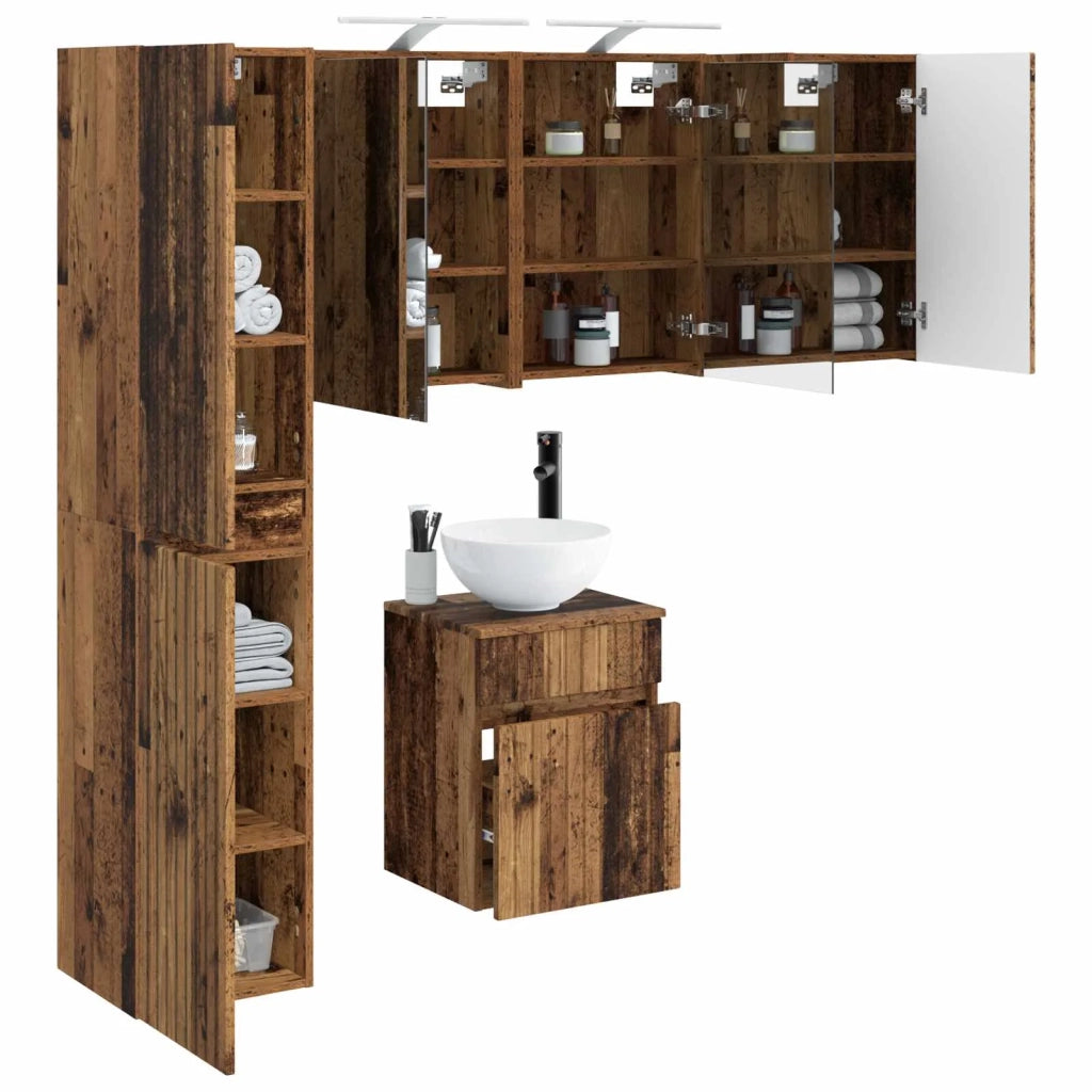 Set di Armadi da Bagno 5 pcs Legno antico 43 x 16 x 62,5 cm 3407349