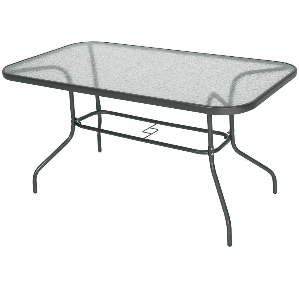 Tavolo da Giardino ¨C zephmum ¨C Grigio, Metallo, Vetro, 140x80x70 cm
