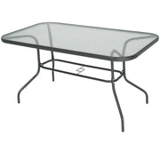 Tavolo da Giardino ¨C zephmum ¨C Grigio, Metallo, Vetro, 140x80x70 cm