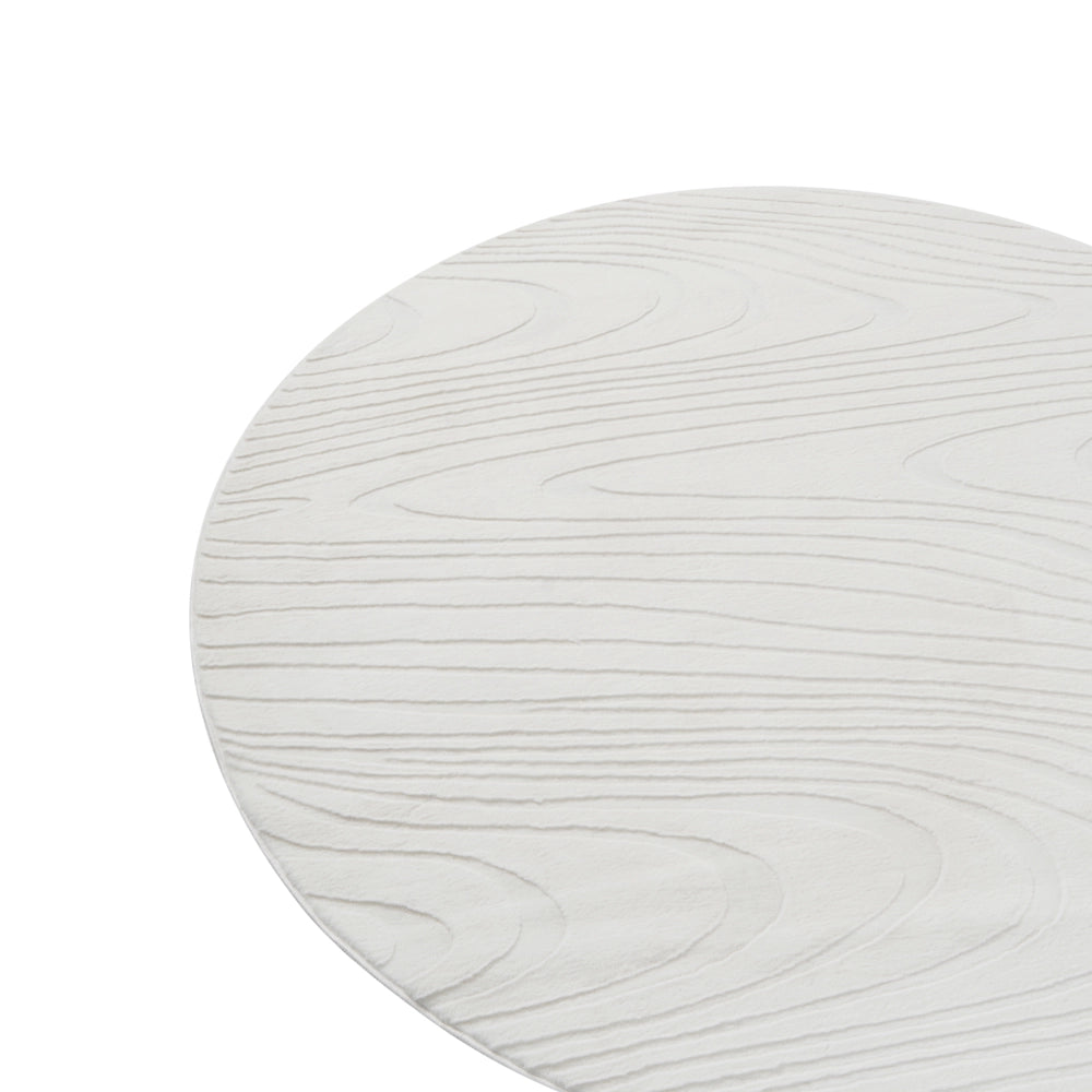 Tappeto in pelliccia sintetica di coniglio, bianco sporco, in poliestere, 160 cm rotondo morbido, a pelo lungo, motivo geometrico