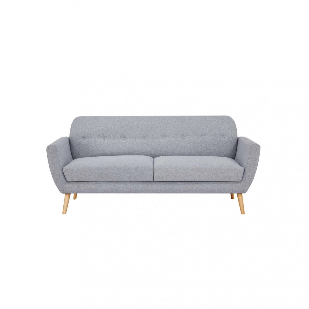Divano 3 Posti Burton 193x79x86 h cm in Tessuto Grigio chiaro
