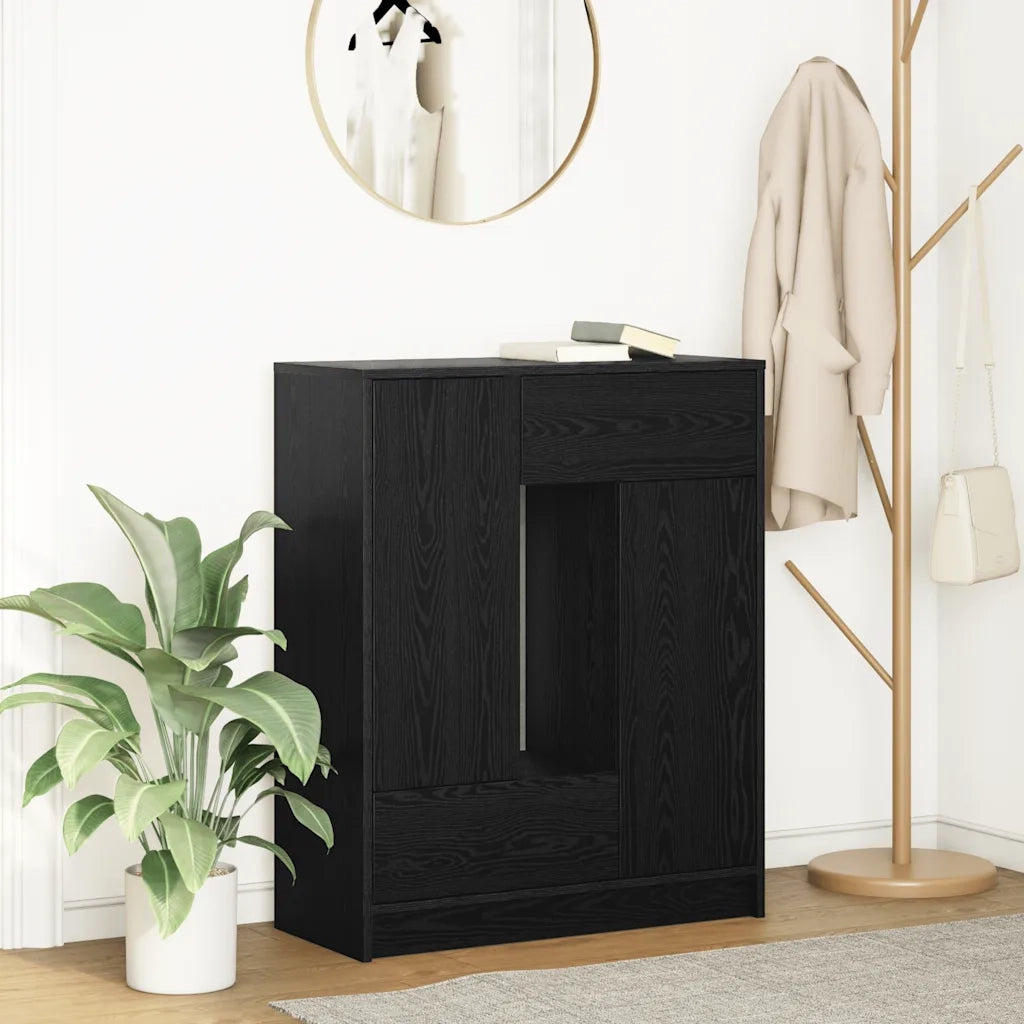 Credenza | Madia | Buffet da pranzo | Armadio da pranzo con Cassetti e Ante Rovere Nero 73x31x90 cm