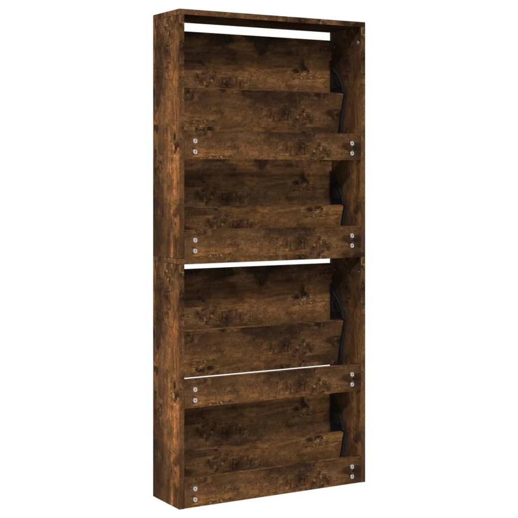 Scarpiera mobiletto portascarpe mobile ingresso/corridoio/soggiorno con specchio 4 ripiani 63 x 17 x 134 cm marrone 02_0021895