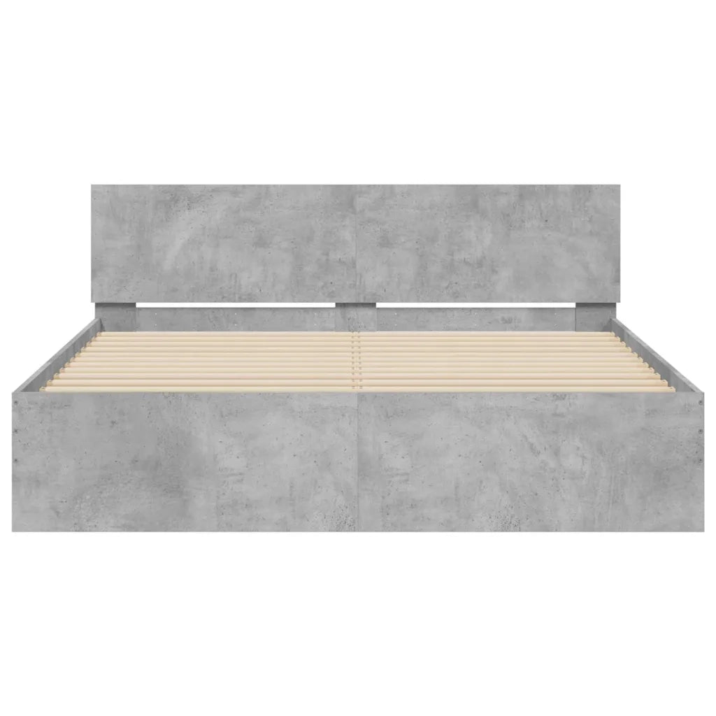 vidaXL Giroletto con Testiera e LED Grigio Cemento 150x200 cm