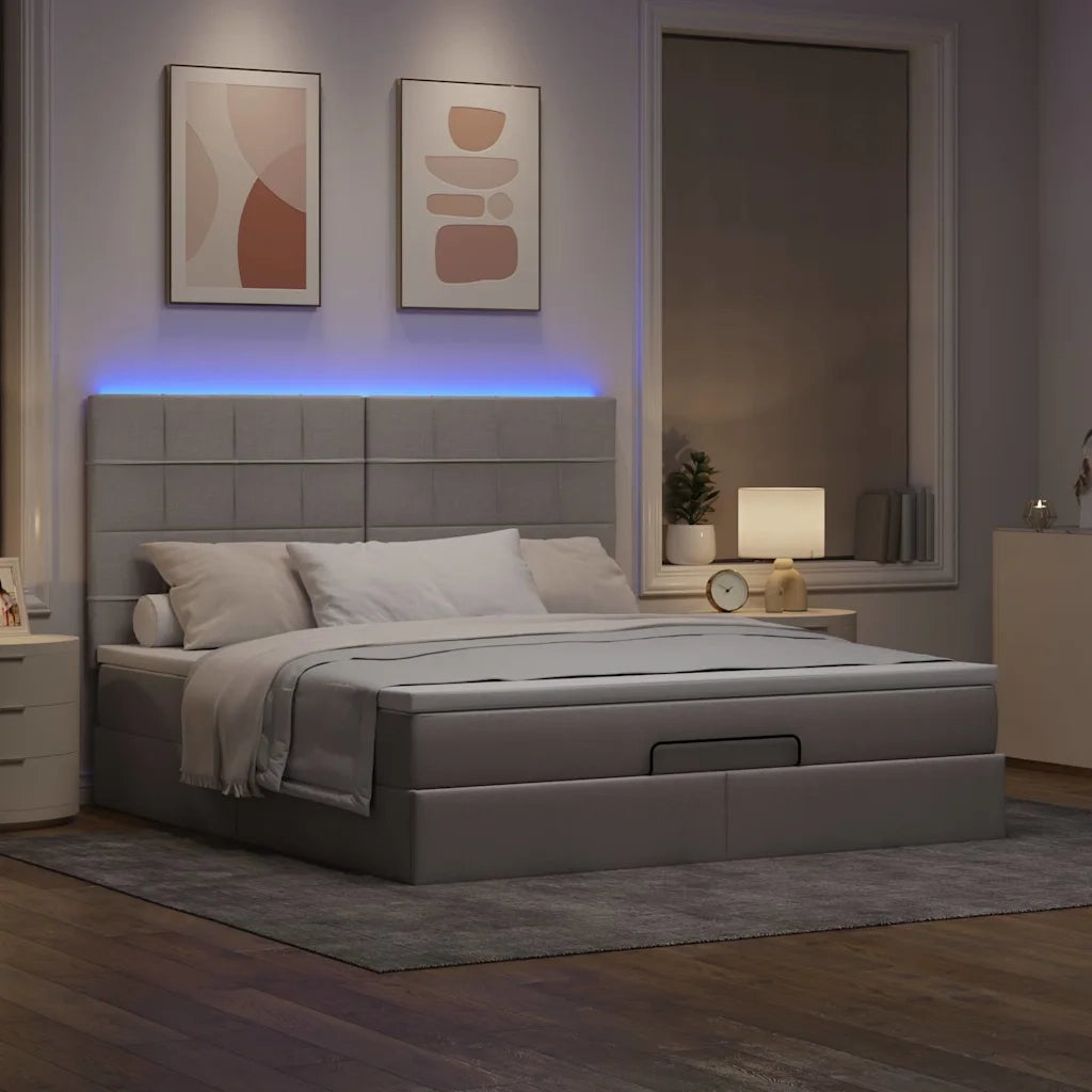 Struttura Letto Pouf con Materasso Tortora 160x200cm in Tessuto 3314021