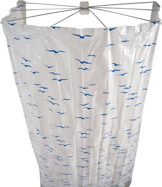 Douchespin opvoudbare, cabina doccia ombrello, tenda bagno, in ABS, acciaio inox, PVEA, colore blu, 170 cm