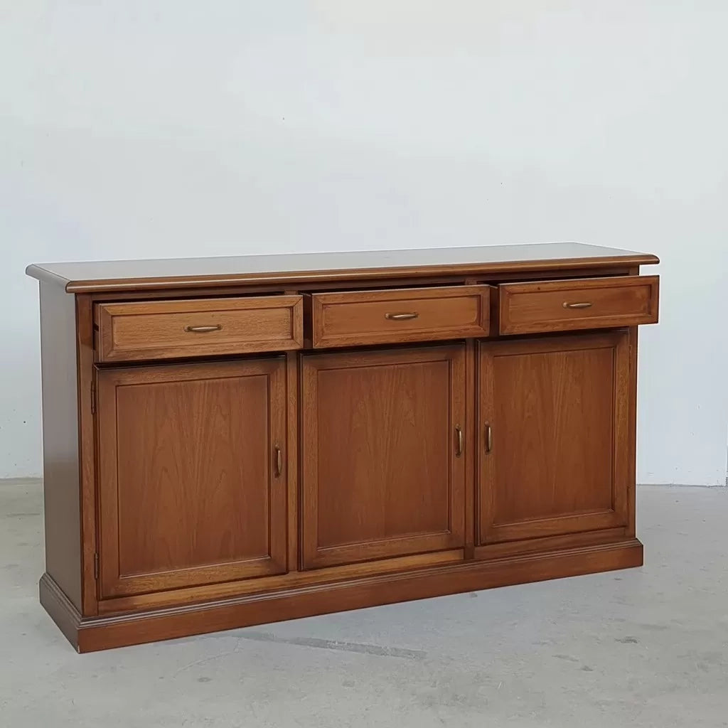 Madia credenza arte povera 3 porte 3 cassetti noce bassano 156x42x85 - Mobili 2G