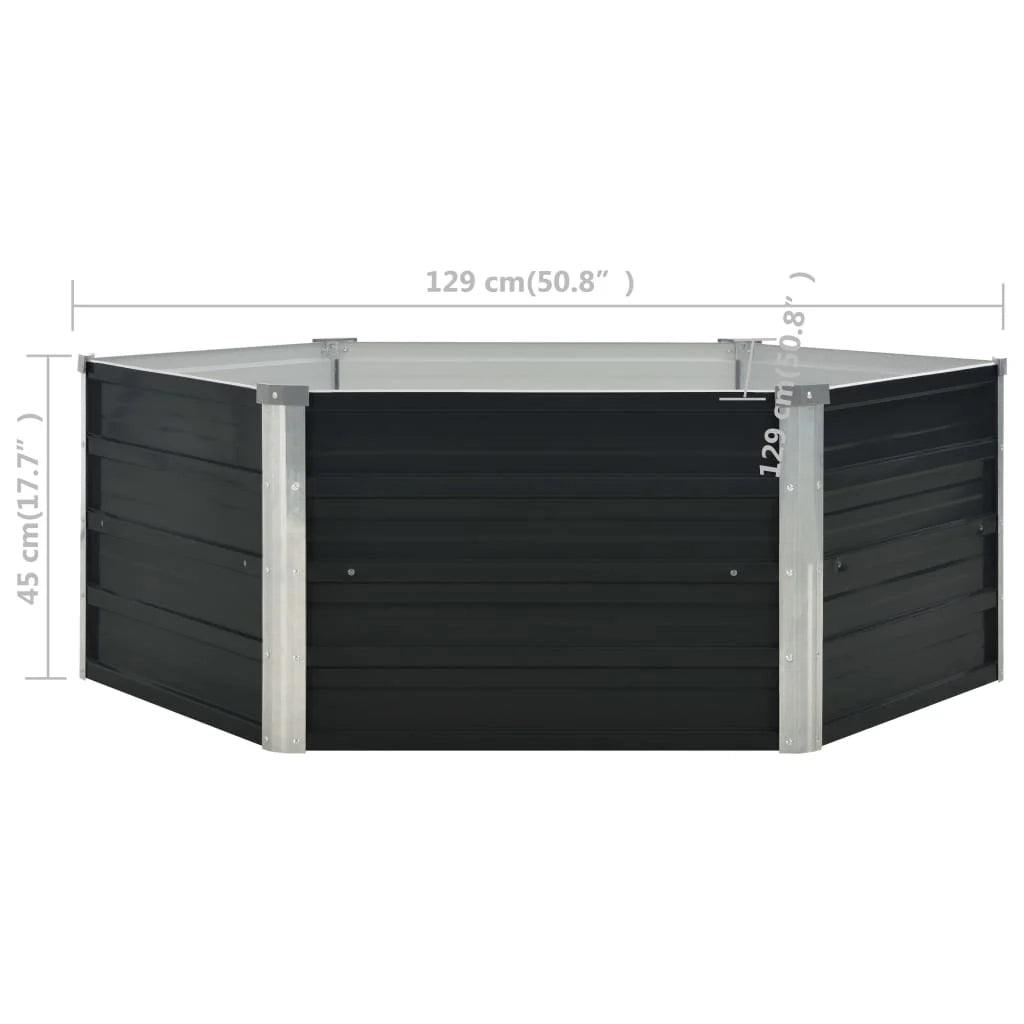 Fioriera rialzata antracite 129 x 129 x 45 cm acciaio zincato 02_0000854