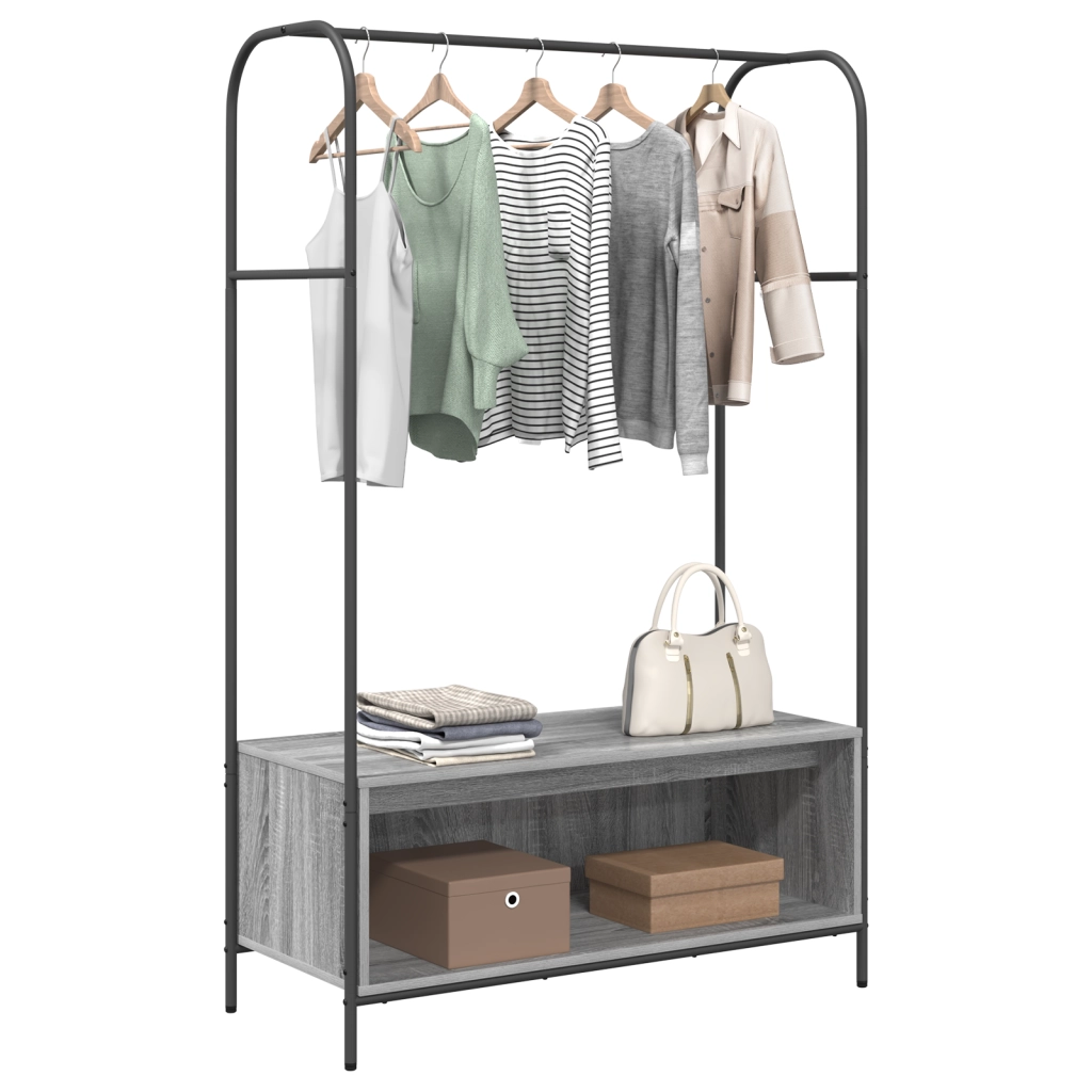 Appendiabiti con ripiani Grigio Sonoma 100x44x160 cm