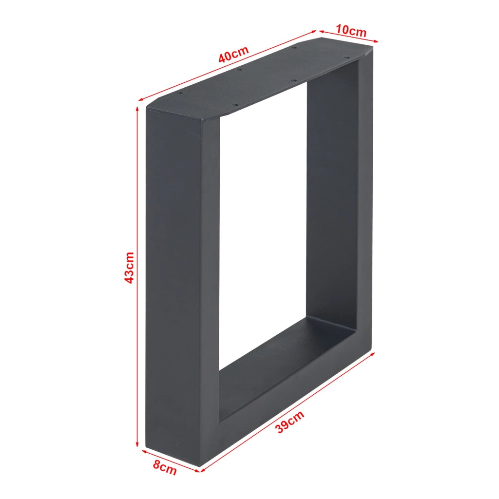 Set di 2 gambe per tavolo da arredamento moderno design originale acciaio 43 x 40 cm nero 03_0009679