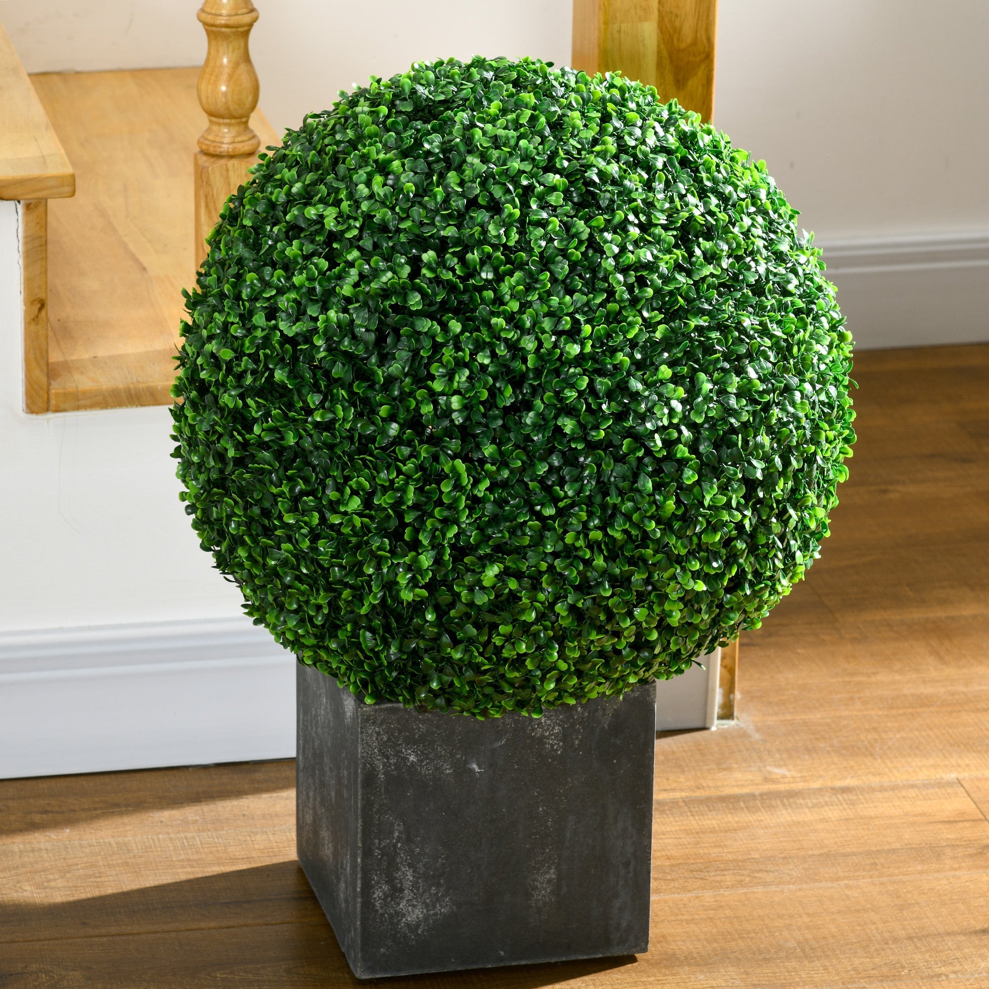 Set di 2 Piante Arteficiali Finte Sfera di Bosso Ø50 cm per Interno ed Esterno Verde