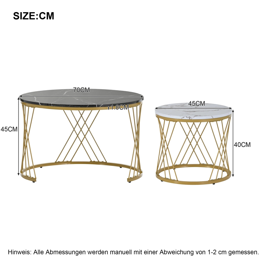 TAVOLINO DA CAFFÈ NESTING Set da 2 pezzi 70x70x45 cm MDF Nero