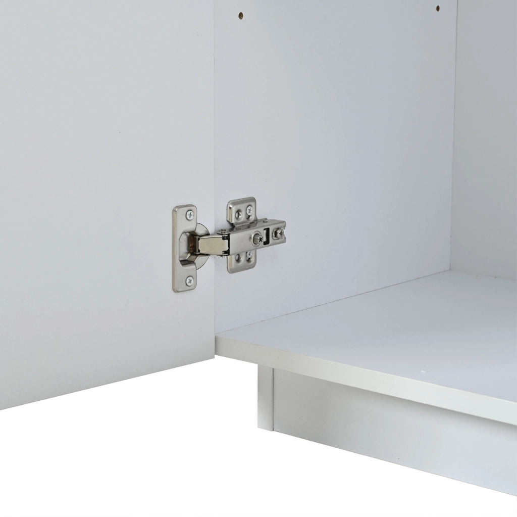 Credenza bianca e oro a 4 ante, 35 x 140 x 70 cm