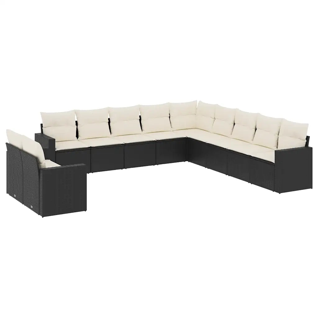Set Divani da Giardino 11 pz con Cuscini in Polyrattan Nero 3251523