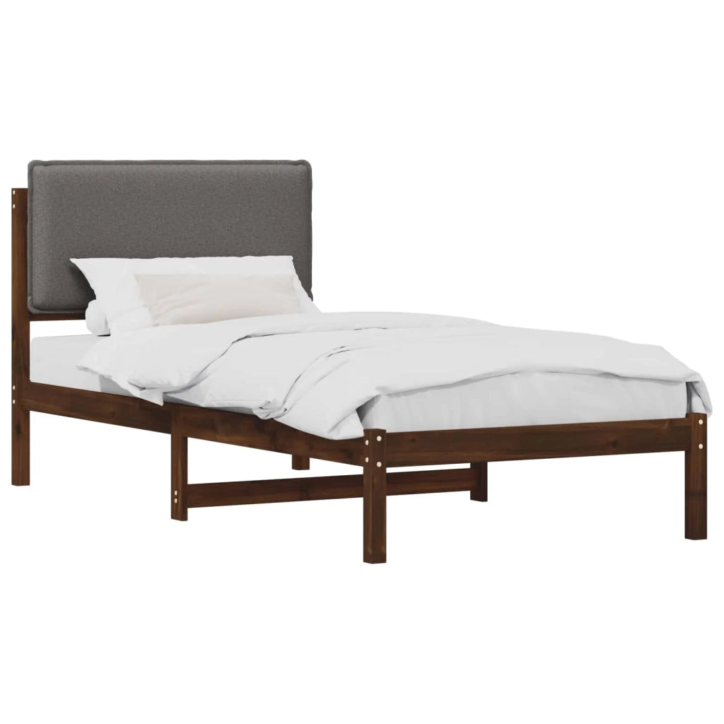 Letto con Testiera Rivestita Marrone scuro e grigio chiaro 903938