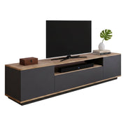 Mobile porta TV Asellina, Credenza da soggiorno, Armadio basso per TV, Base parete attrezzata, 180x45h45 cm, Quercia e Antracite
