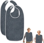 Pacchetto di 2 slabbettti impermeabili per adulti, riutilizzabili e lavabili per anziani, facile da pulire, protettore di abbigliamento unisex con chiusura a clip per anziani e disabili