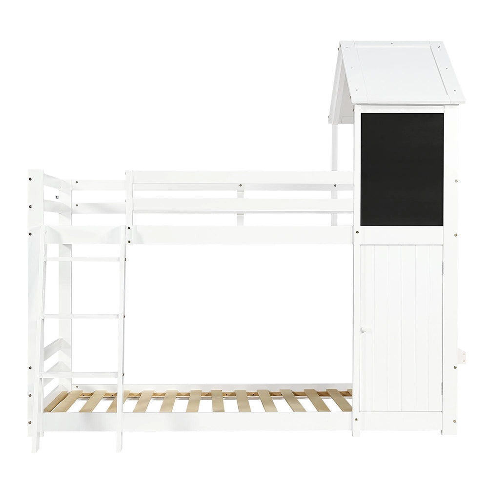 Letto a castello-Xylo-90x200cm porta lavagna scala 3 gradini pino+MDF