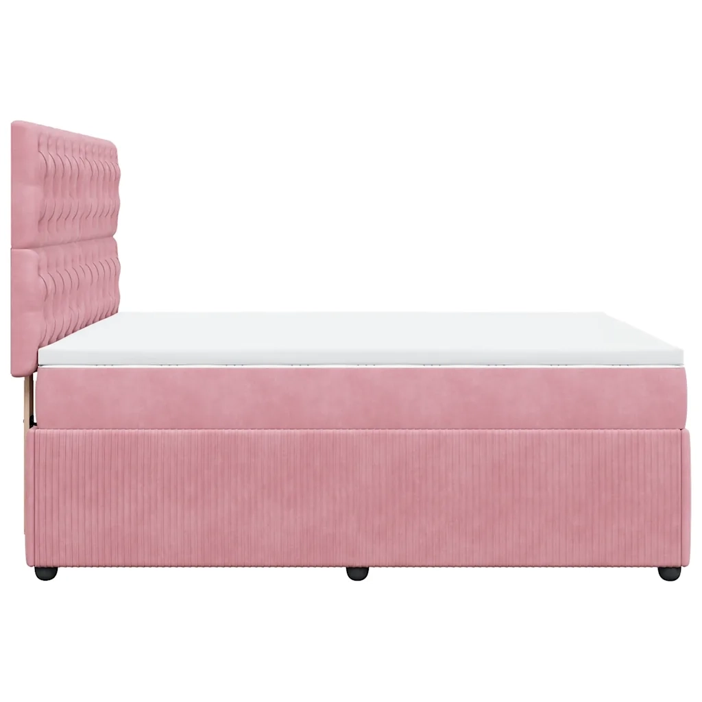 Giroletto a Molle con Materasso Rosa 140x190 cm in Velluto 3294645