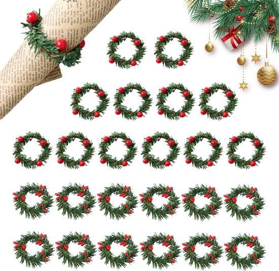 Set di tovagliette per Natale da 24 pezzi, supporto per tovagliette a due stili, tovaglietta per frutta riciclabile, supporto per candele per Natale, decorazione per tavola per festa di Natale