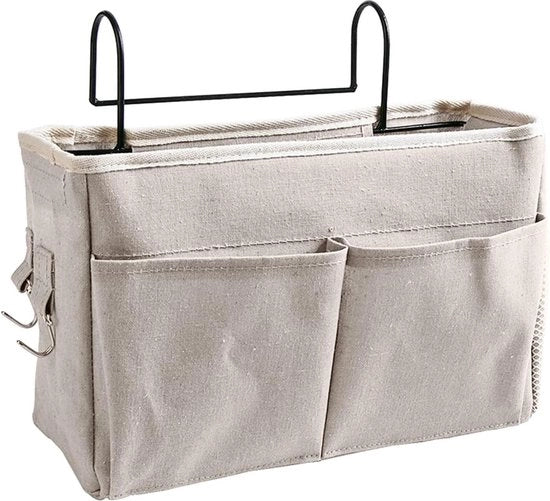 Tas da Notte con Grande Capacità - Organizzatore della Camera da Letto con Molti Comparti - Ricaricatori Orecchini Snack Libri