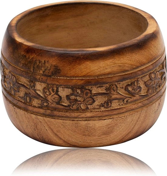 Decorativo Servizio per Snack in Legno di Mango a Mano - Per Frutta Seca e Chips - Display per Caffè e Tavolo - Accessori da Tavola - Decorazione per Cucina e Sala - Manufatto Artigianale - Servizio da Tavola in Legno