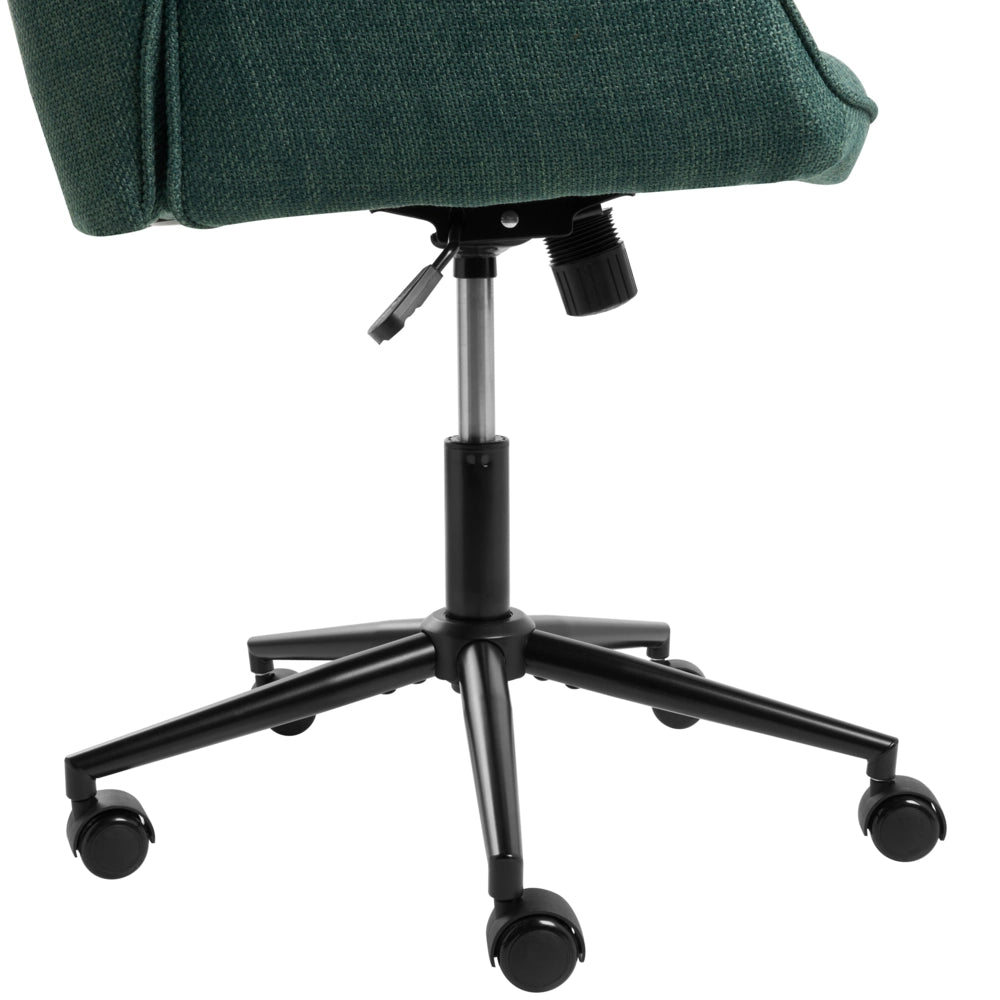 Sedia da ufficio verde scuro con rivestimento in finto lino, girevole, poltroncina da salotto, con regolazione dell'altezza del sedile