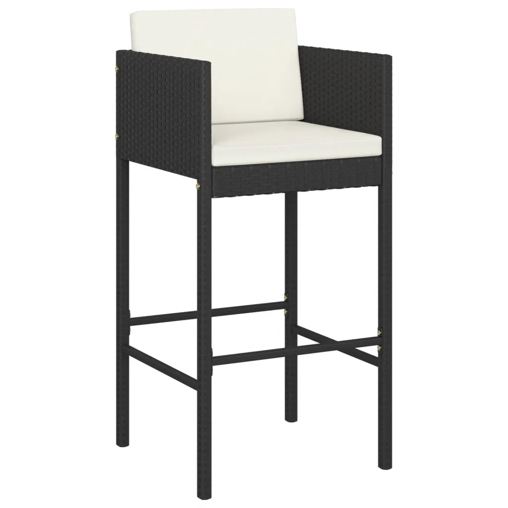 Set Bar da Giardino 5 pz con Cuscini in Polyrattan Nero 3200670