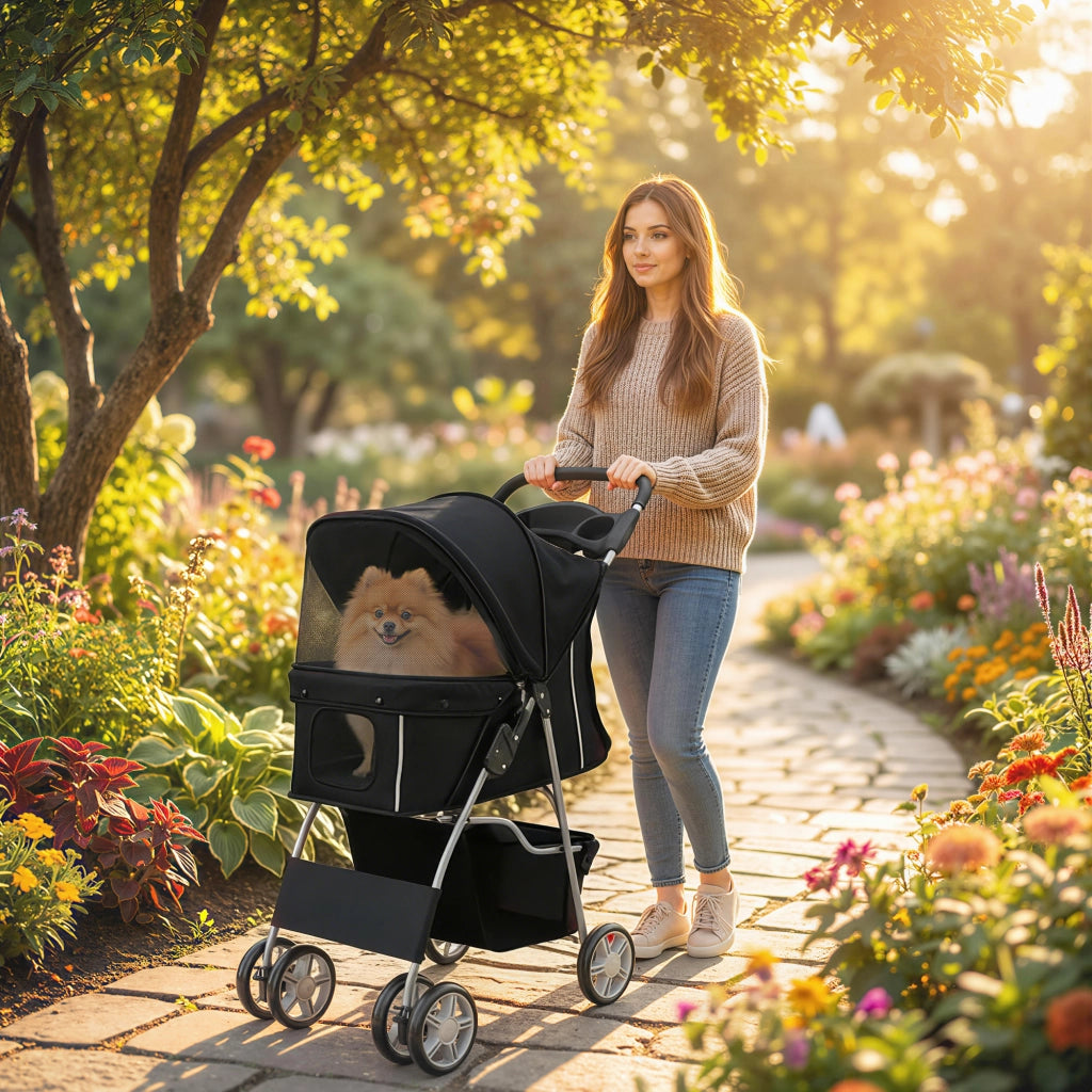 Carrello per Cani Pieghevole ¨C Zephmum ¨C 77x44x102 cm Nero