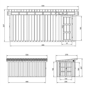Casetta da Giardino di QUALITÃ€ PREMIUM 8.52+2.95mq-L530xW279cm - TIMBELA M905C-CAVERN STEEL