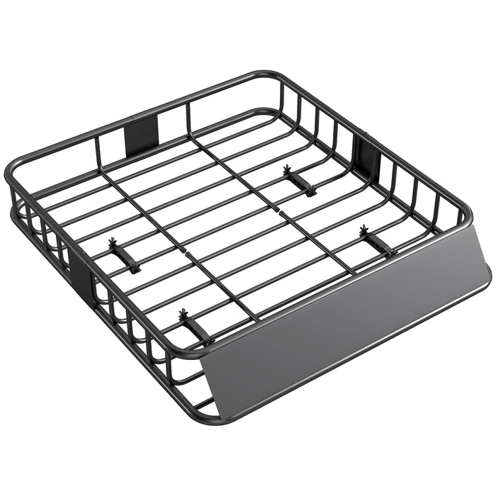 Portapacchi per Auto da 90,7 kg con Deflettori e Guide Laterali 110,5x99,5x18,5 cm in Acciaio Nero