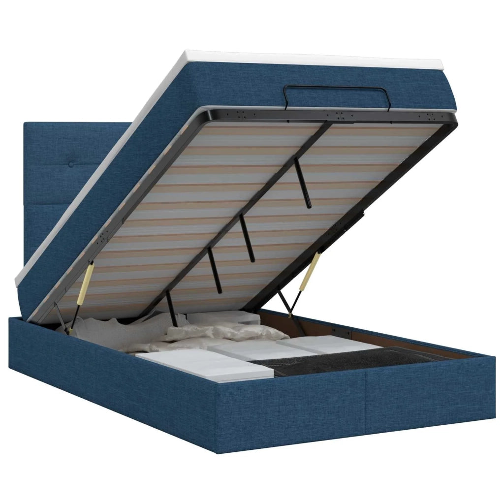 Letto ottomano con materasso Blu 120 x 190 cm Tessuto 3457479