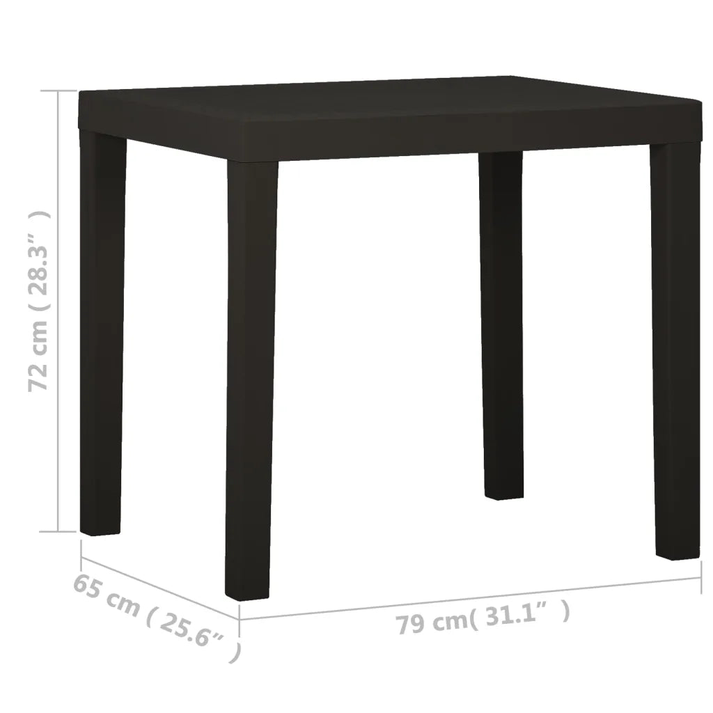 Tavolo da Giardino Antracite 79x65x72 cm in Plastica cod mxl 34338