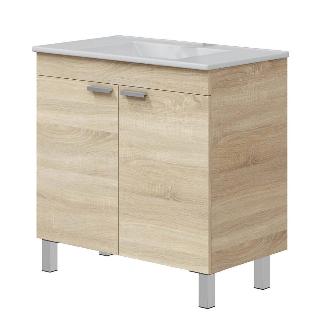 Massiola, Mobile Sottolavabo 2 Ante, 80x45x80h cm Marrone Rovere