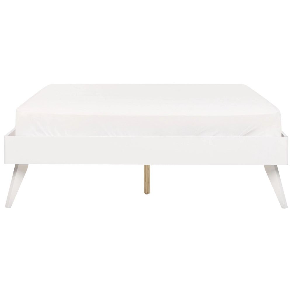 Letto in Legno bianco con Rete a Doghe Gambe in Legno 140 x 200 cm stile rustico camera da letto