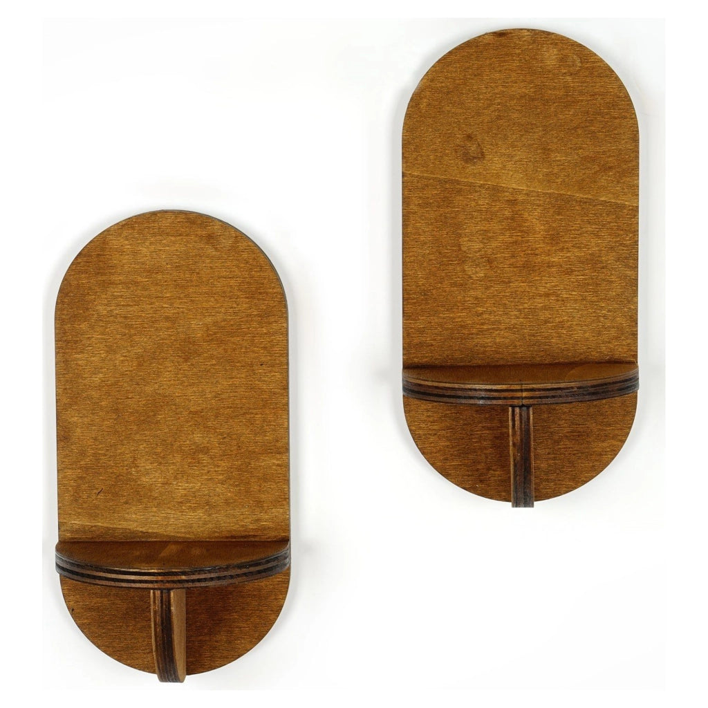 Buccheri, Mensola 2 Ripiani, 13x9x26h cm Marrone Naturale