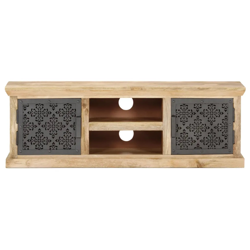 Mobile Porta TV Ante in Acciaio 120x30x40 cm Mango Massello 289095
