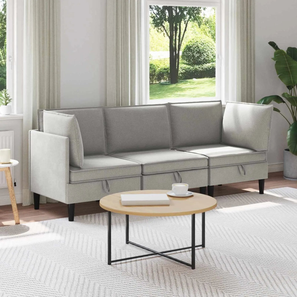 Set di mobili per il soggiorno 3 pcs Grigio chiaro Tessuto