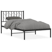 Letto singolo | Letto per adulti | Giroletto con Testiera in Metallo Nero 100x190 cm