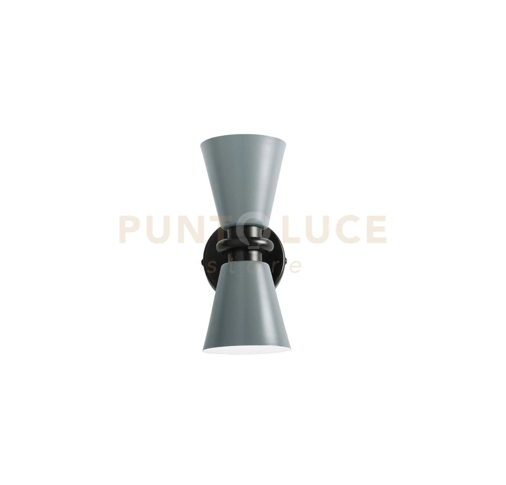 GRAAL APPLIQUE DA PARETE 2 LUCI METALLO GRIGIO E NERO ATTACCO G9 D.10CM