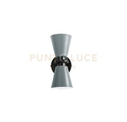 GRAAL APPLIQUE DA PARETE 2 LUCI METALLO GRIGIO E NERO ATTACCO G9 D.10CM