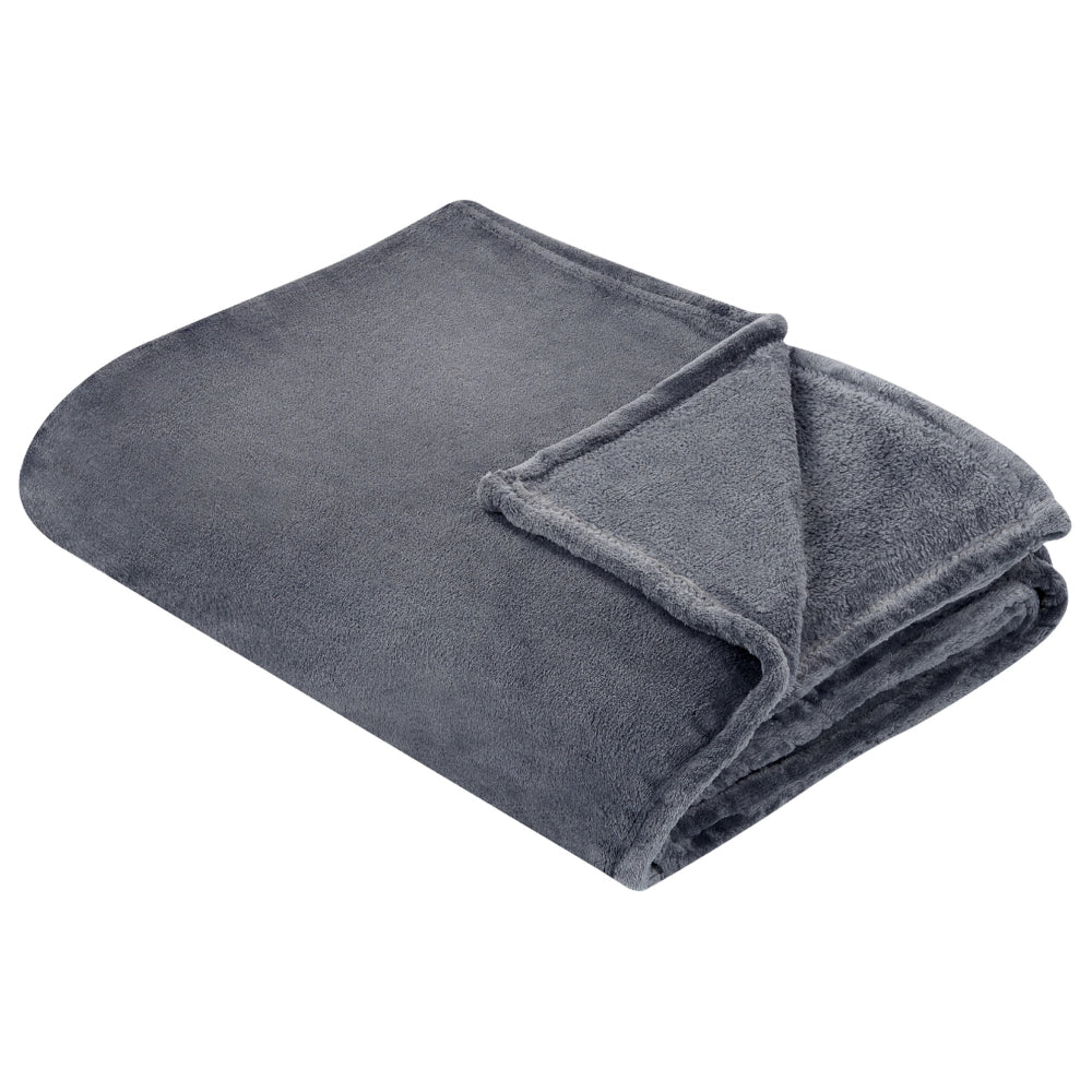 Coperta plaid in poliestere grigio 200 x 220 cm morbido durevole letto divano soggiorno stile classico