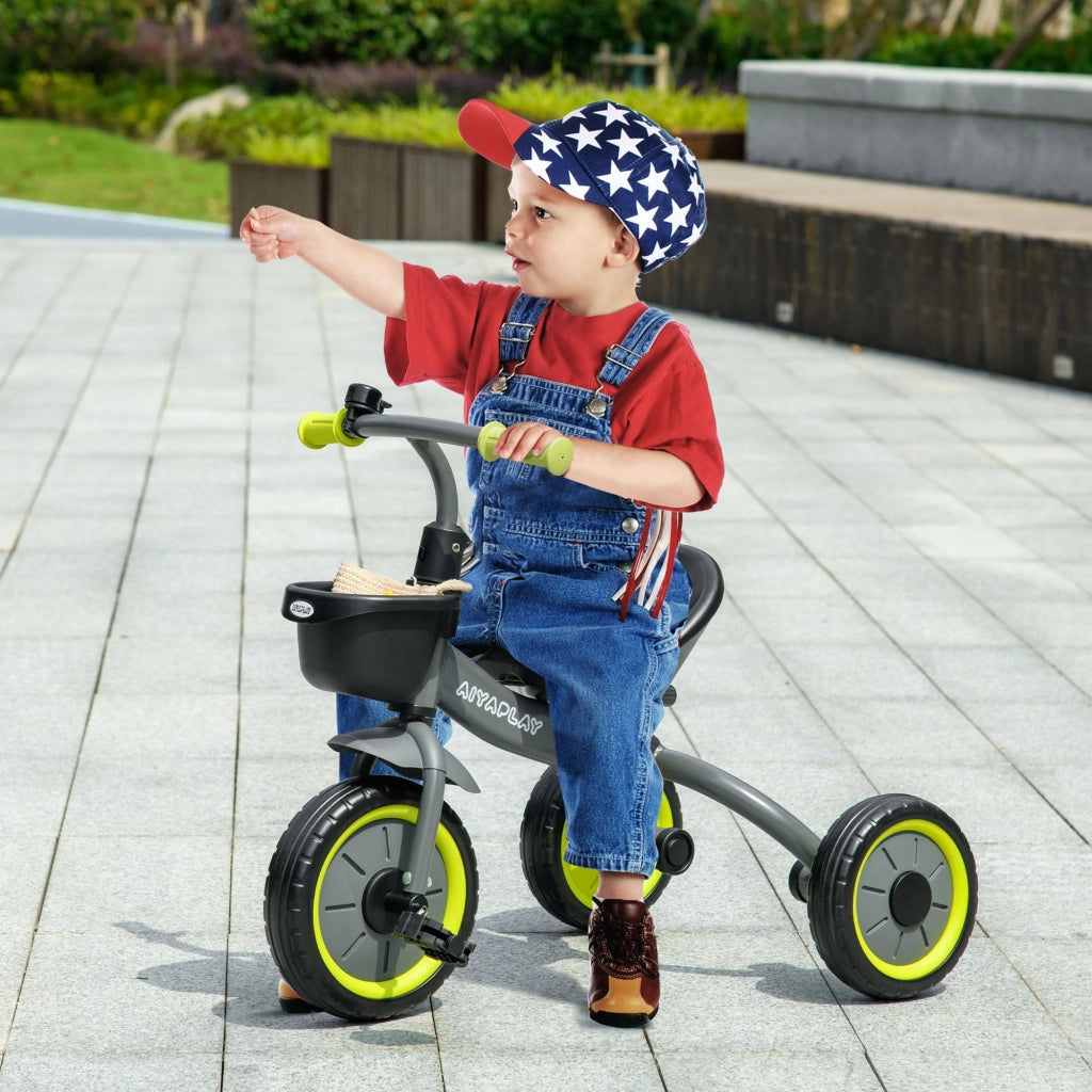 Triciclo per Bambini 70,5x50x58 cm con Seduta Regolabile e Campanello Nero