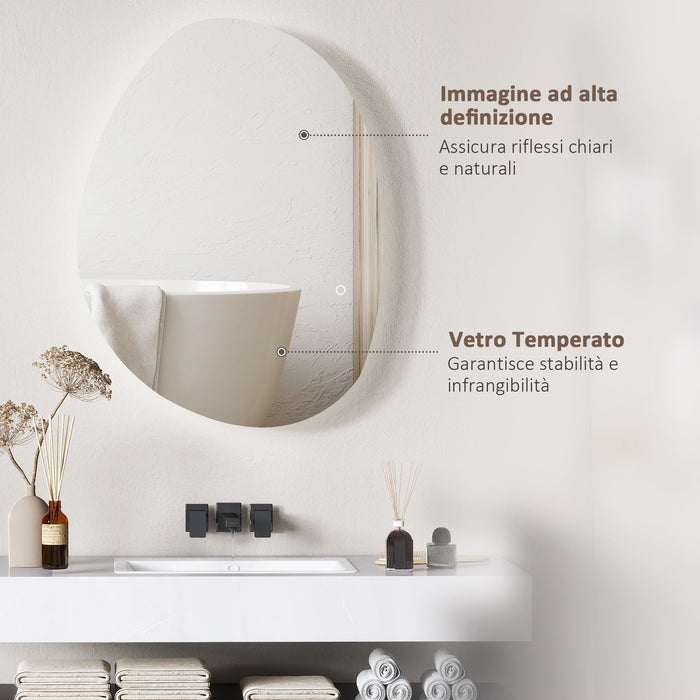 Specchio da Bagno 80x5x60 cm Illuminato a LED 3 Tonalità in Vetro Temperato Argento
