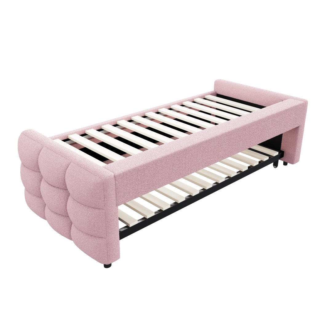 DESMIU Litto scomparsa 90/180 × 190 cm 2 posti con letto supplementare, senza materasso, Teddy, rosa